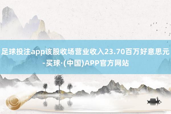 足球投注app该股收场营业收入23.70百万好意思元-买球·(中国)APP官方网站