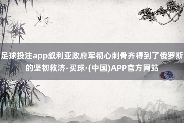 足球投注app叙利亚政府军彻心刺骨齐得到了俄罗斯的坚韧救济-买球·(中国)APP官方网站