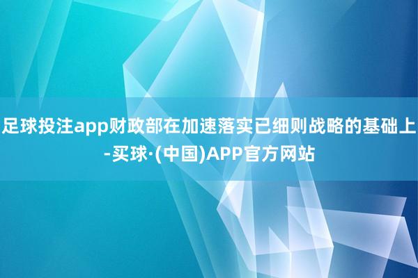 足球投注app财政部在加速落实已细则战略的基础上-买球·(中国)APP官方网站