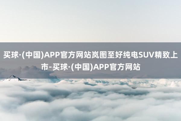 买球·(中国)APP官方网站岚图至好纯电SUV精致上市-买球·(中国)APP官方网站