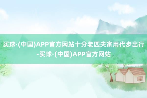 买球·(中国)APP官方网站十分老匹夫家用代步出行-买球·(中国)APP官方网站