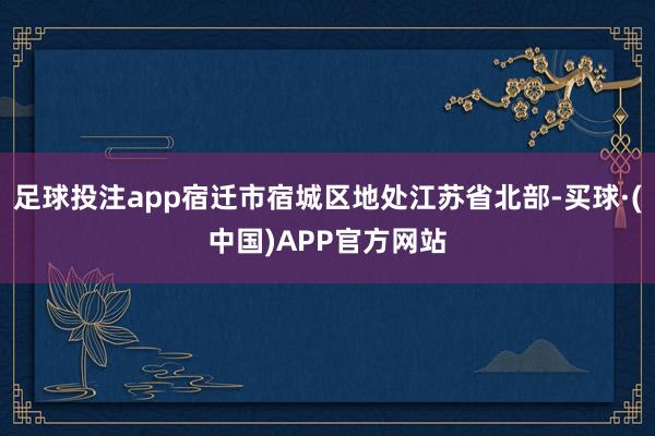 足球投注app宿迁市宿城区地处江苏省北部-买球·(中国)APP官方网站