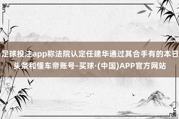 足球投注app称法院认定任建华通过其合手有的本日头条和懂车帝账号-买球·(中国)APP官方网站