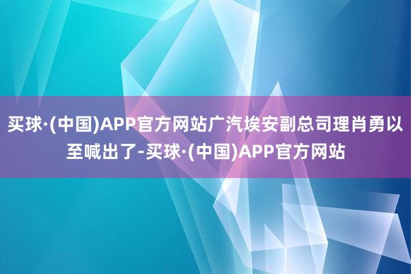 买球·(中国)APP官方网站广汽埃安副总司理肖勇以至喊出了-买球·(中国)APP官方网站