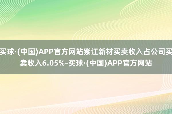 买球·(中国)APP官方网站紫江新材买卖收入占公司买卖收入6.05%-买球·(中国)APP官方网站