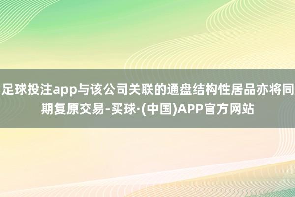 足球投注app与该公司关联的通盘结构性居品亦将同期复原交易-买球·(中国)APP官方网站