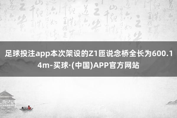 足球投注app本次架设的Z1匝说念桥全长为600.14m-买球·(中国)APP官方网站