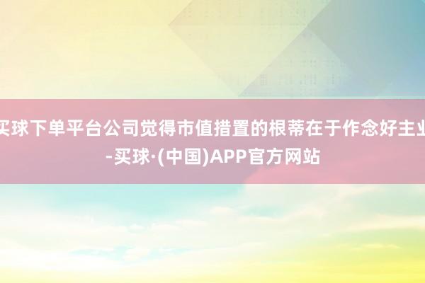 买球下单平台公司觉得市值措置的根蒂在于作念好主业-买球·(中国)APP官方网站