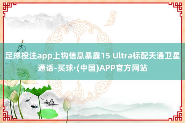 足球投注app上钩信息暴露15 Ultra标配天通卫星通话-买球·(中国)APP官方网站