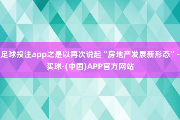 足球投注app之是以再次说起“房地产发展新形态”-买球·(中国)APP官方网站