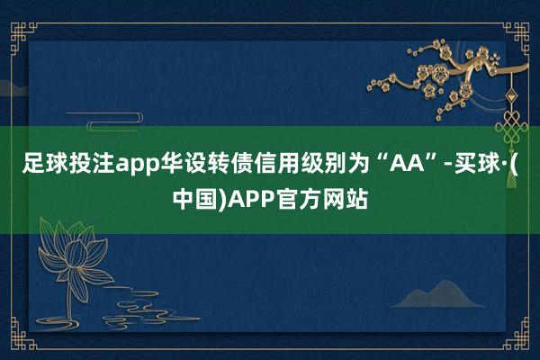 足球投注app华设转债信用级别为“AA”-买球·(中国)APP官方网站