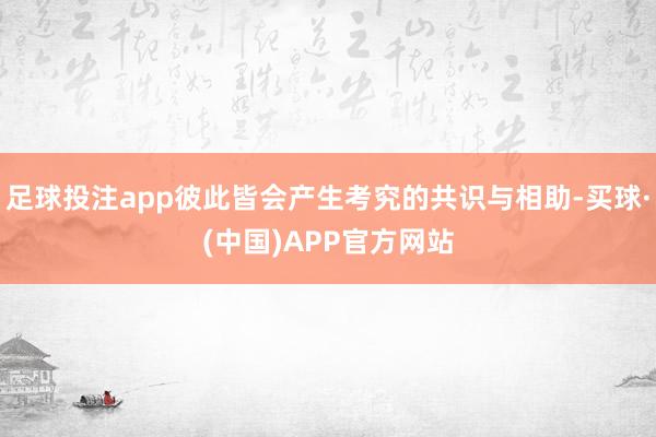 足球投注app彼此皆会产生考究的共识与相助-买球·(中国)APP官方网站