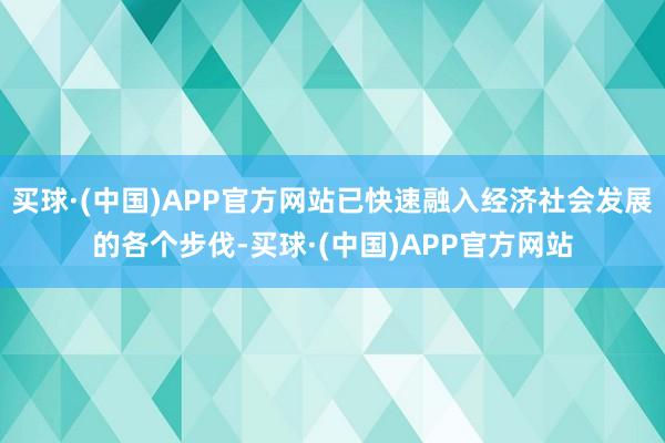 买球·(中国)APP官方网站已快速融入经济社会发展的各个步伐-买球·(中国)APP官方网站