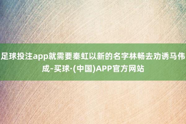 足球投注app就需要秦虹以新的名字林畅去劝诱马伟成-买球·(中国)APP官方网站