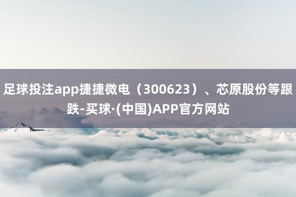足球投注app捷捷微电（300623）、芯原股份等跟跌-买球·(中国)APP官方网站
