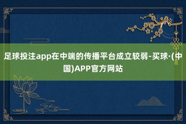 足球投注app在中端的传播平台成立较弱-买球·(中国)APP官方网站