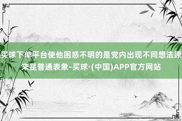 买球下单平台使他困惑不明的是党内出现不同想法原来是普通表象-买球·(中国)APP官方网站