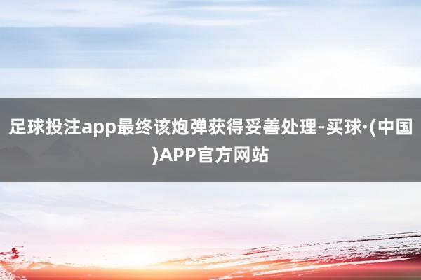 足球投注app最终该炮弹获得妥善处理-买球·(中国)APP官方网站